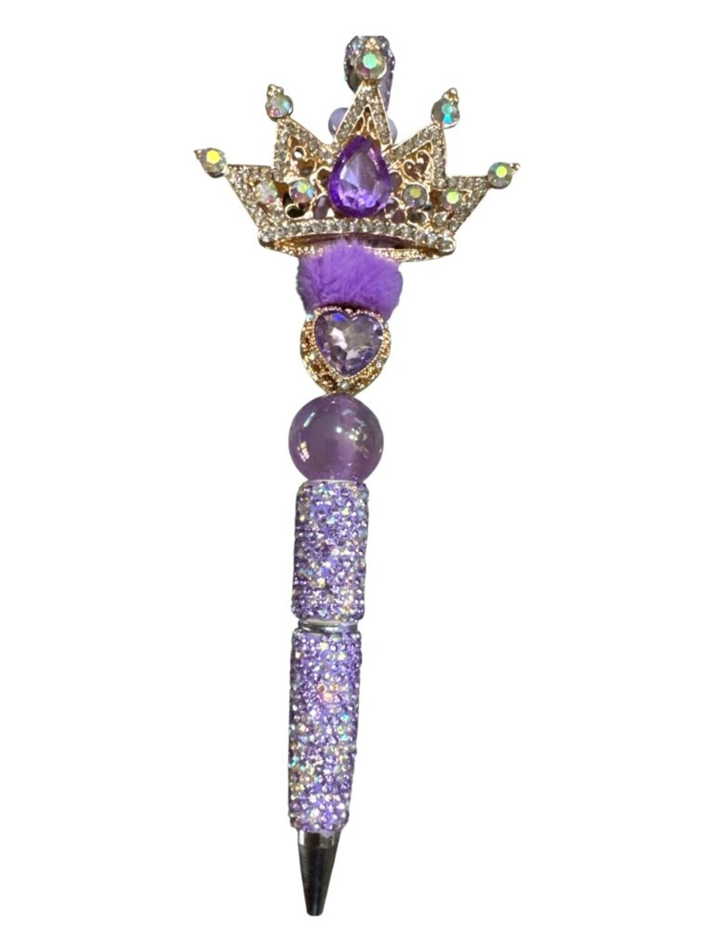 Royal-Inspired Purple Crown Pen With Rhinestones & Gem Accents For Girls Unique